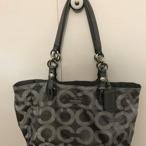 Gray and Silver Coach handbag